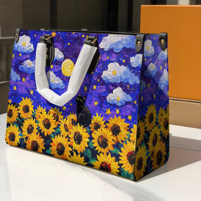 Shineful Leather Starry Cat With Sunflower