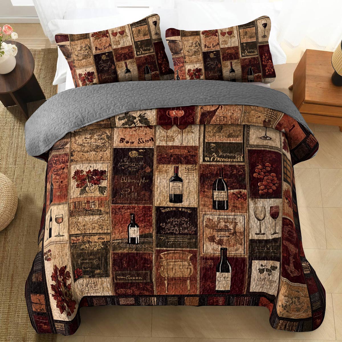 Shineful All Season Quilt 3-Piece Set Winsome Wine