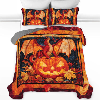 Shineful All Season Quilt 3-Piece Set Fiery Fall Dragon