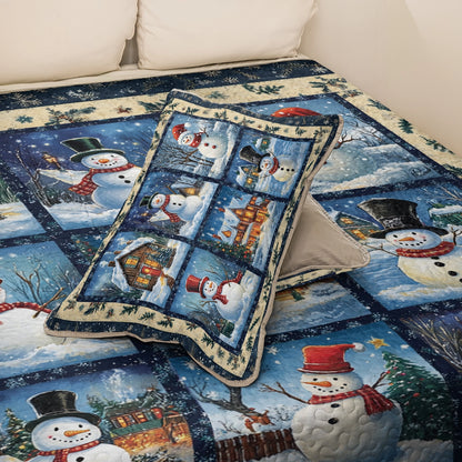 Shineful All Season Quilt 3-Piece Set - Winter Wonderland Snowman