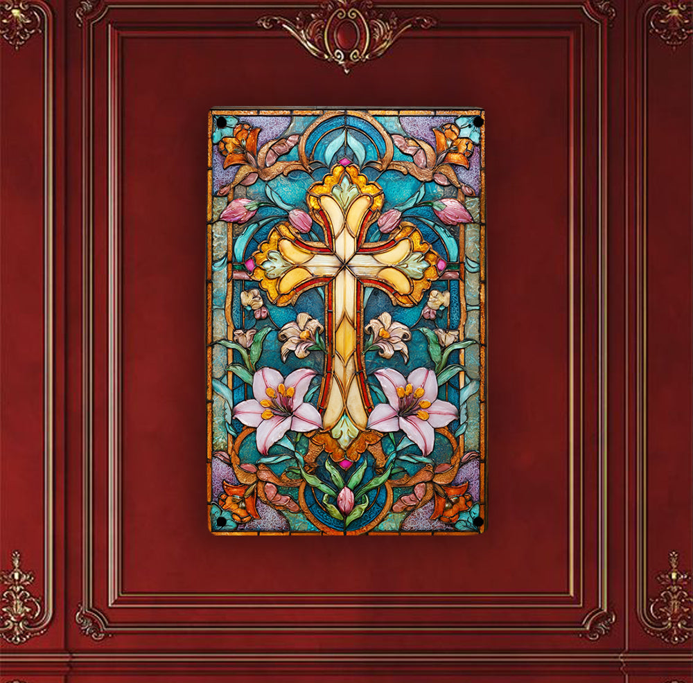 Shineful 2D Metal Sign Floral Cross