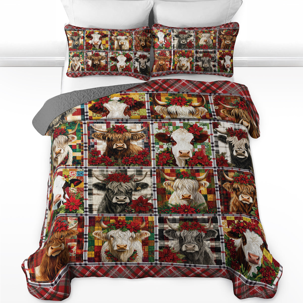 Shineful All Season Quilt 3-Piece Set - Mooey Christmas Quilt
