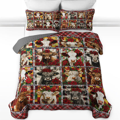 Shineful All Season Quilt 3-Piece Set - Mooey Christmas Quilt