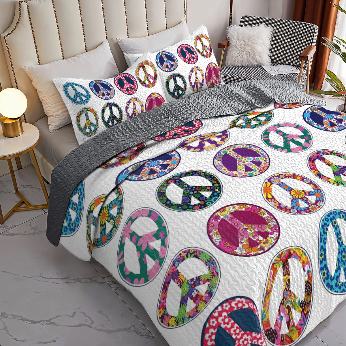 Shineful All Season Quilt 3-Piece Set - Hippie Peace