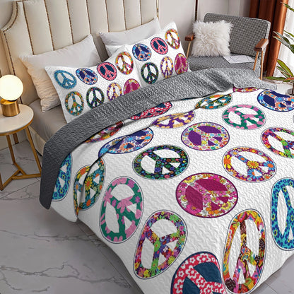 Shineful All Season Quilt 3-Piece Set - Hippie Peace