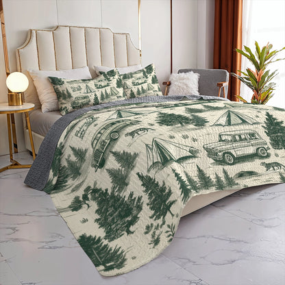 Shineful All Season Quilt 3-Piece Set - Rustic Camping Adventure