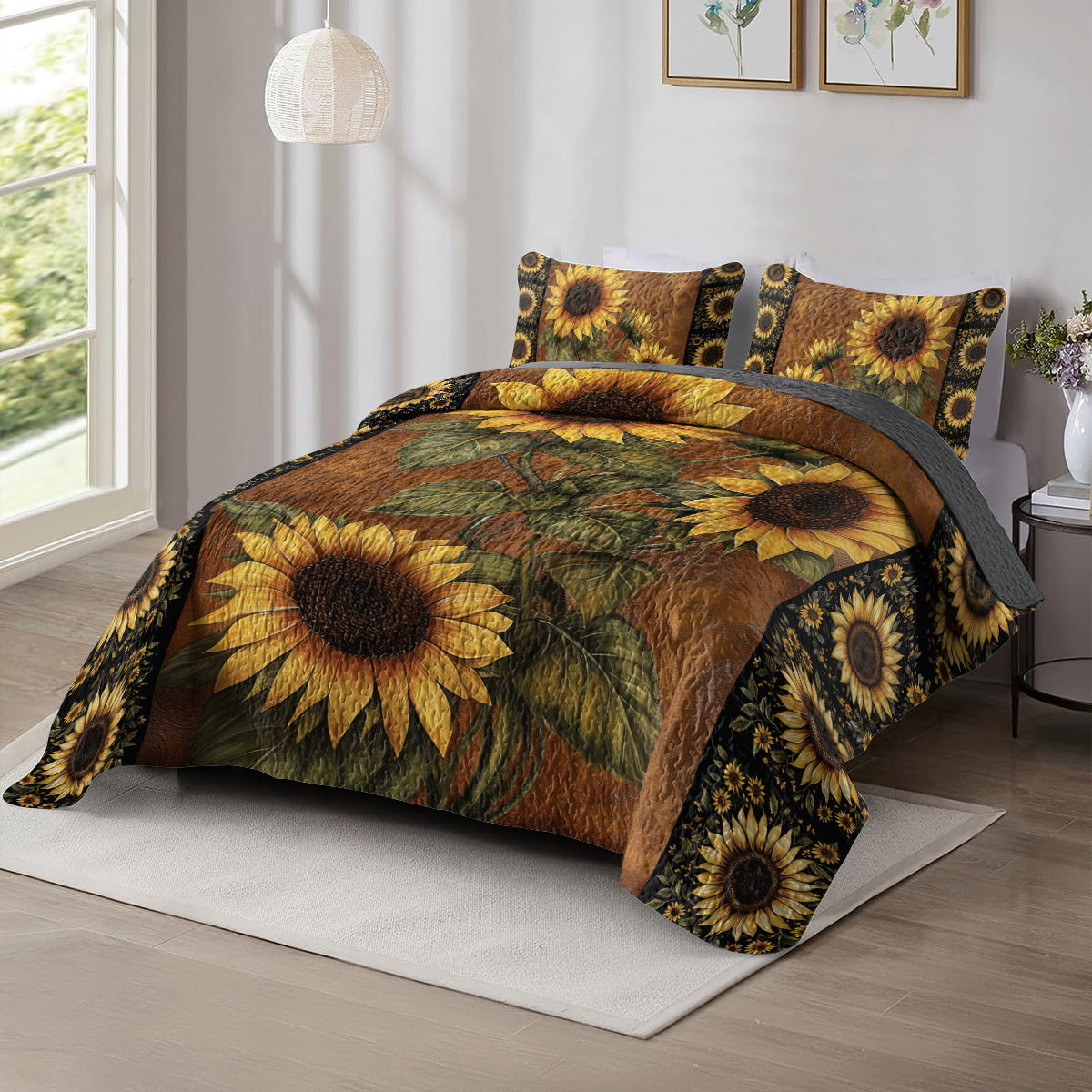 Shineful All Season Quilt 3-Piece Set Sunflower Garden v2