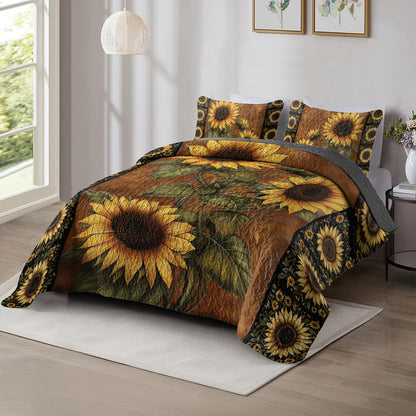 Shineful All Season Quilt 3-Piece Set Sunflower Garden v2