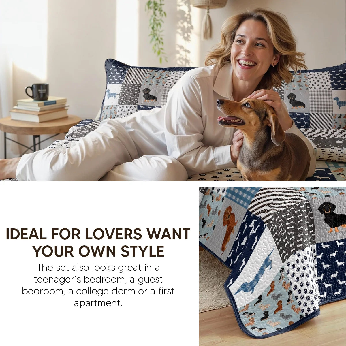 Shineful Quilt 3-Piece Set Dachshund Delight