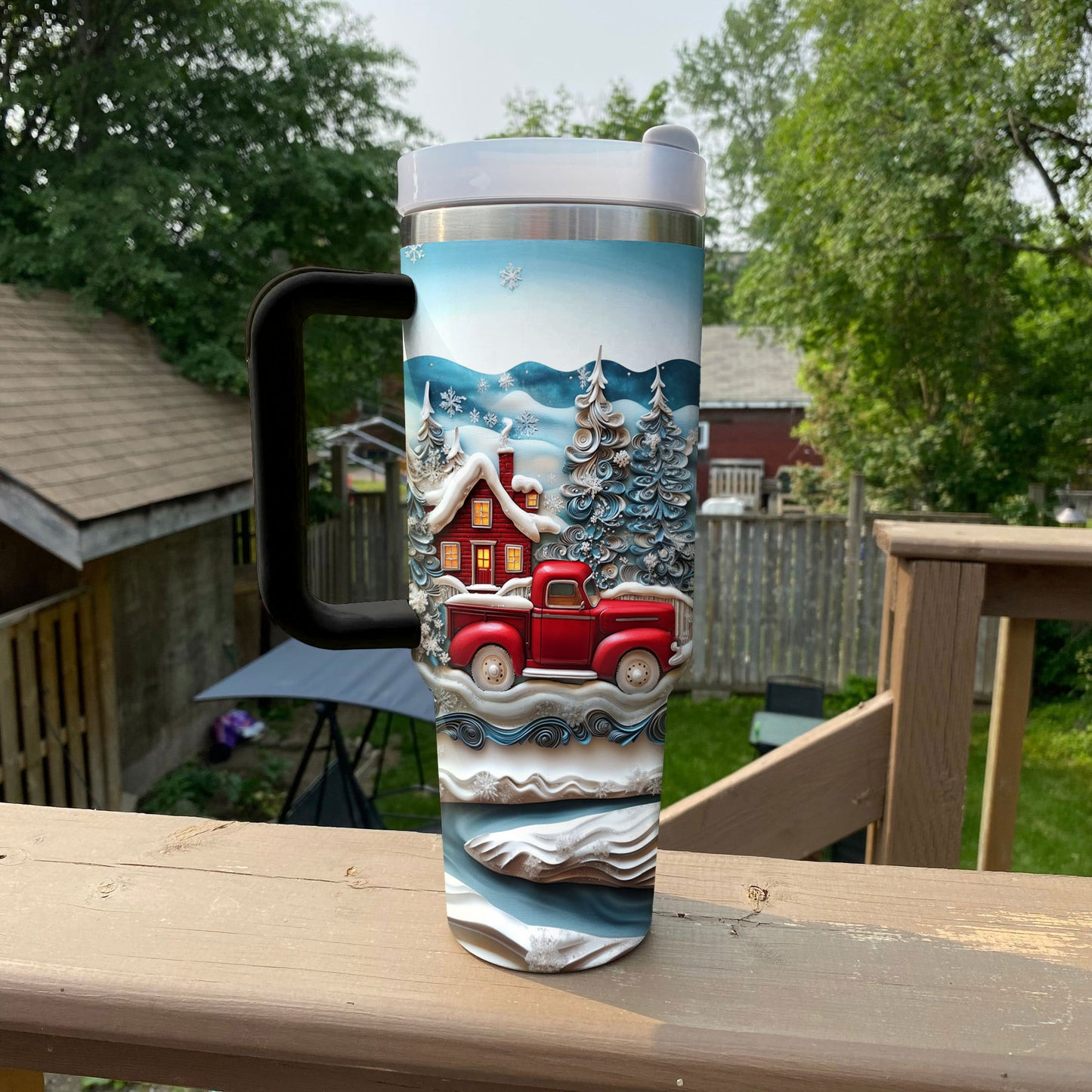 Shineful Glossy Tumbler Snowy Cabin