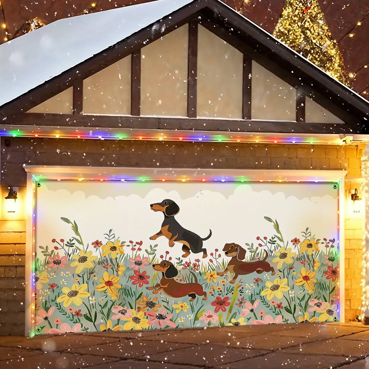 Shineful Garage Door Banner Decoration Dachshund Delight