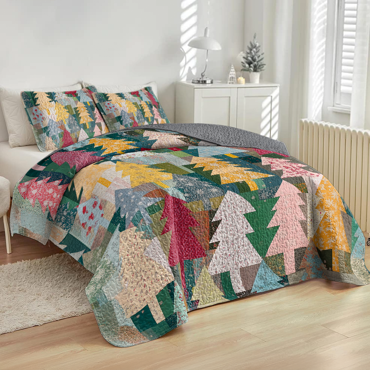 Shineful All Season Quilt 3-Piece Set Rustic Christmas Forest
