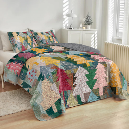Shineful All Season Quilt 3-Piece Set Rustic Christmas Forest
