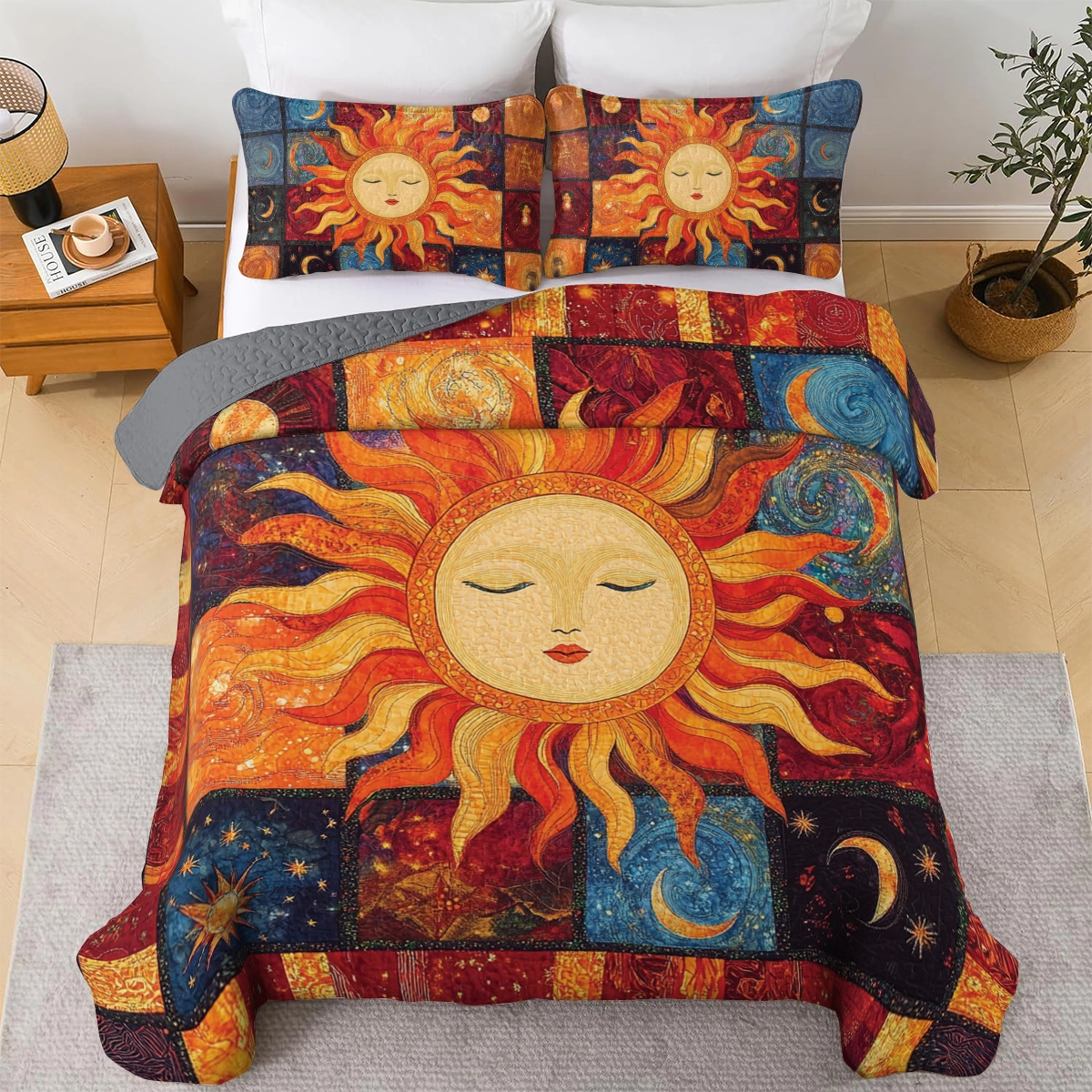 Shineful All Season Quilt 3-Piece Set Hippie Celestial Glow