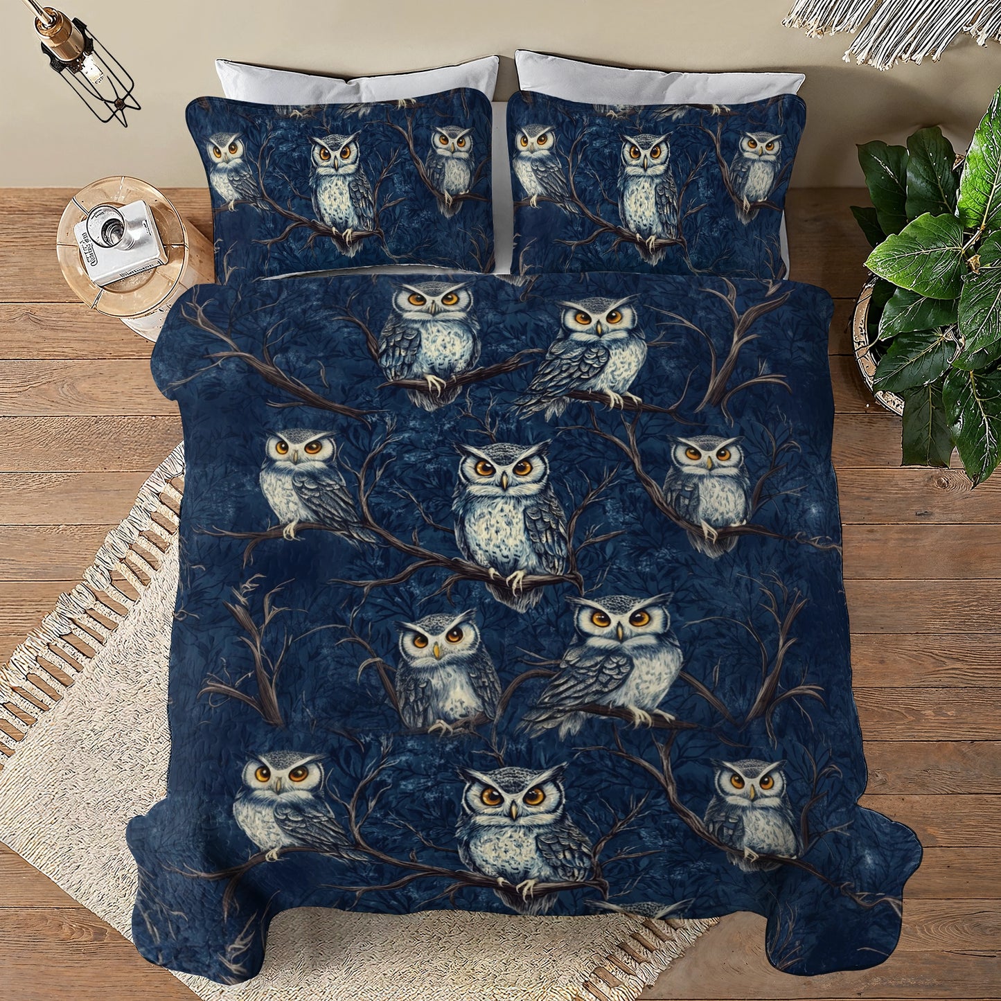 Shineful All Season Quilt 3-Piece Set Intelligent Wisdom Owl