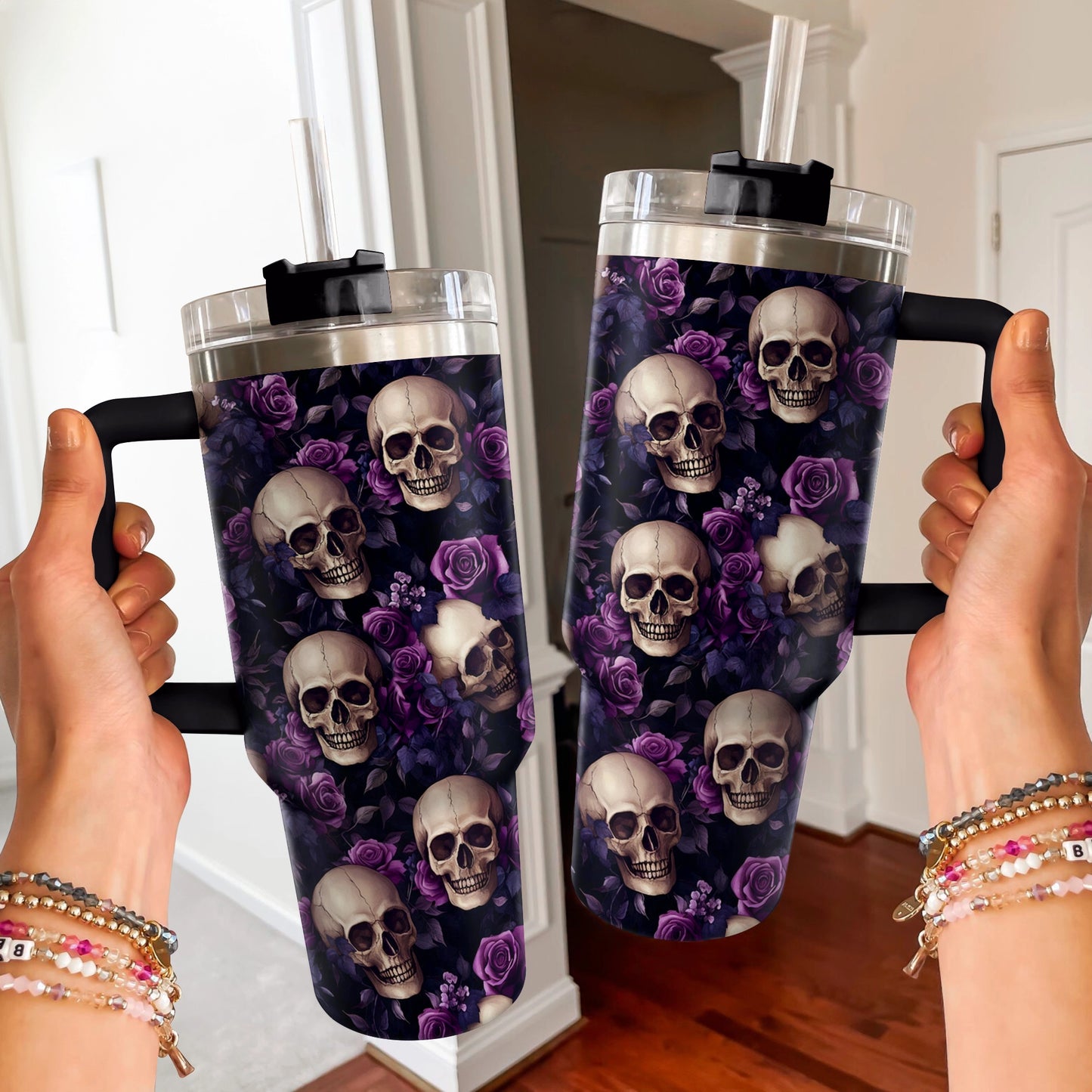 Shineful Tumbler Midnight Roses Skull