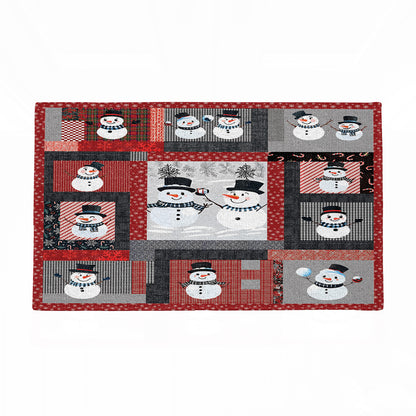 Shineful Playful Snowmen Ultra-Thin Non Skid Floor Mat, Kitchen Rugs
