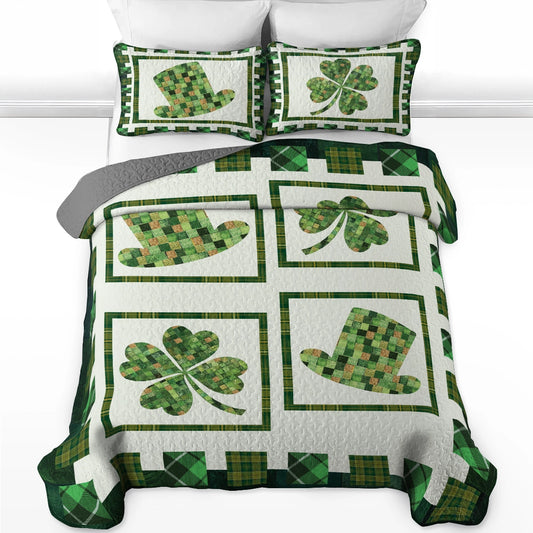 Shineful All Season Quilt 3-Piece Set - Irish Celtic Patchwork Leprechaun