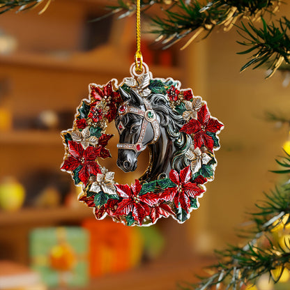 Shineful 2D Acrylic Ornament Poinsettia Majestic Horse Collection