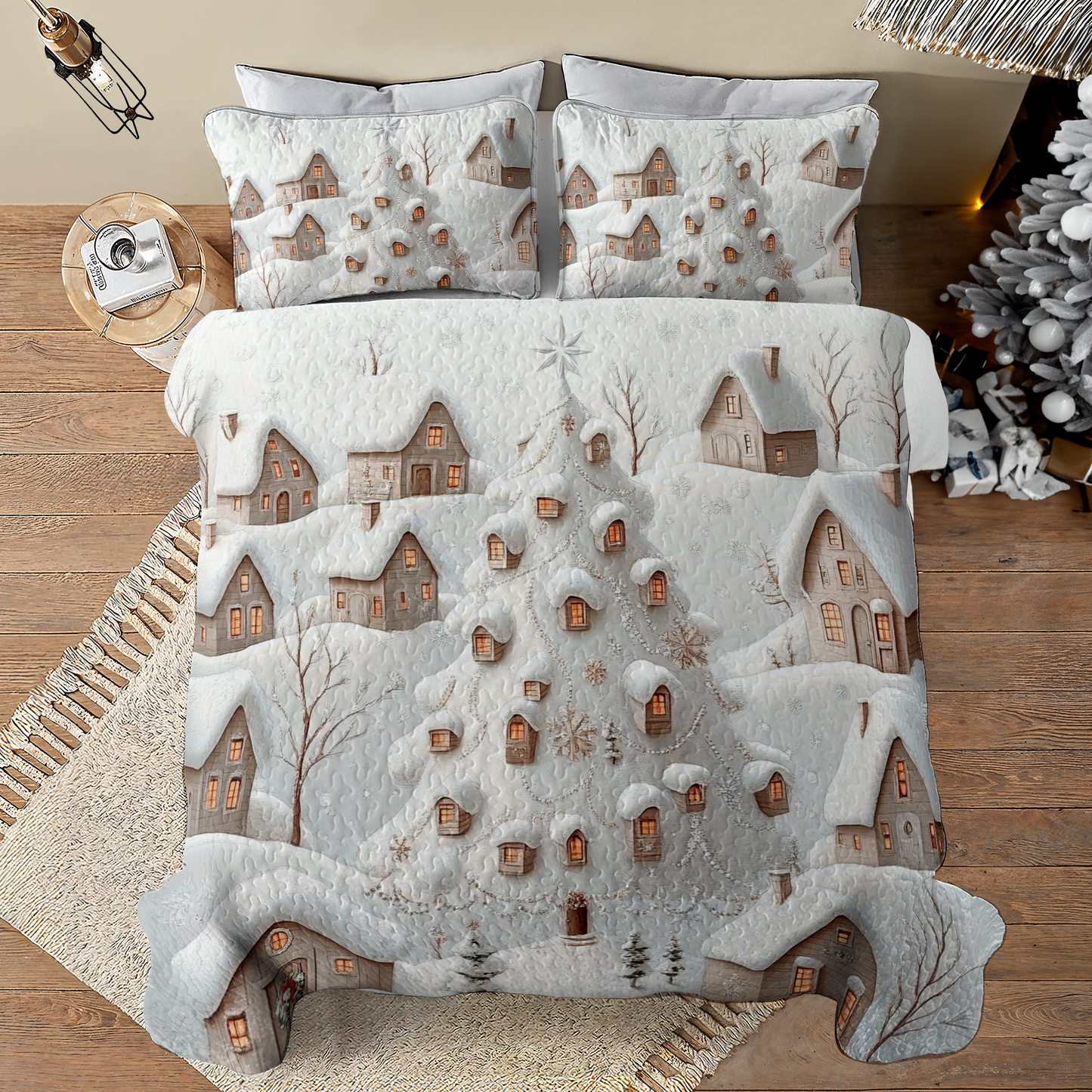 Shineful All Season Quilt 3-Piece Set Hometown Christmas Lovely