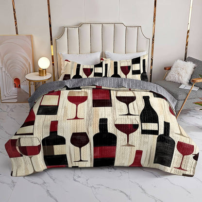 Shineful All Season Quilt 3-Piece Set Lustrous Wine
