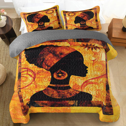 Shineful All Season Quilt 3-Piece Set - Black Women African Queen
