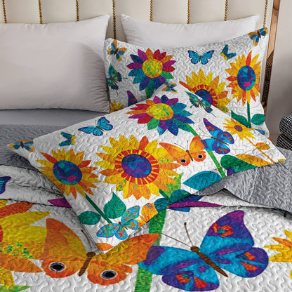 Shineful All Season Quilt 3-Piece Set - Colorful Sunflower Garden Dream