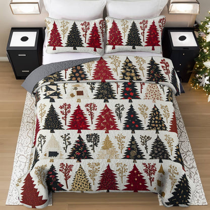 Shineful All Season Quilt 3-Piece Set Captivating Christmas Tree