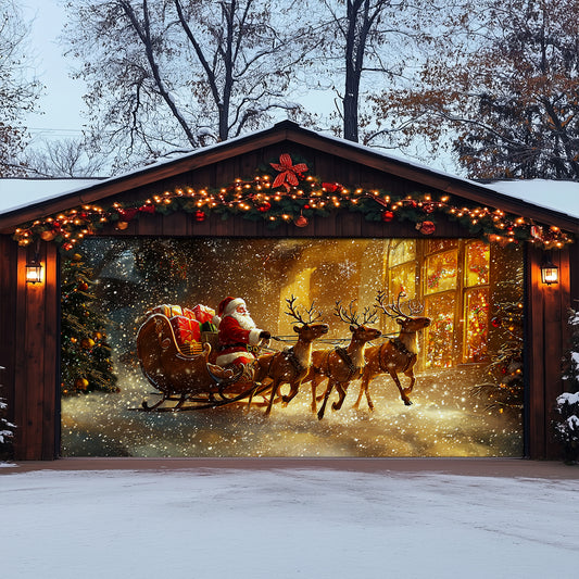 Shineful Garage Door Banner Decoration Santa's Coming To Town