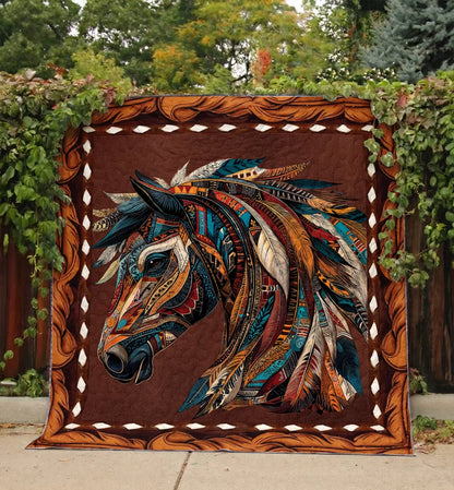 Shineful Flat Print Faux Quilt Blanket Spirit of the Horse