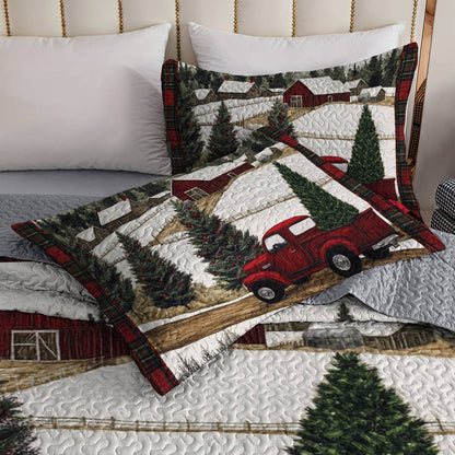 Shineful All Season Quilt 3-Piece Set Christmas Truck
