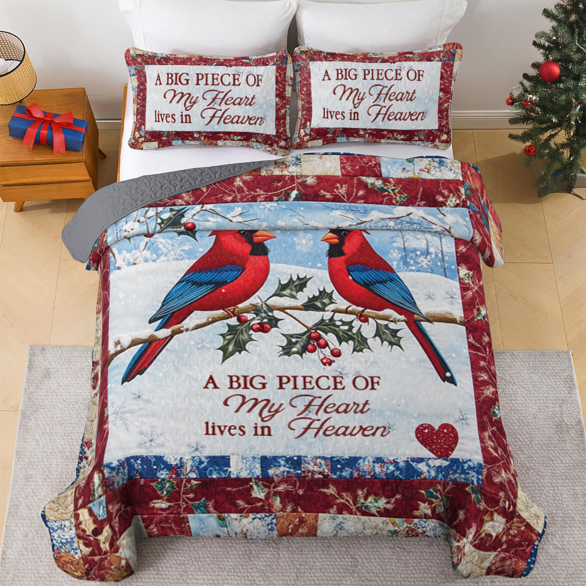 Shineful All Season Quilt 3-Piece Set Cardinal Memoria - A Heartfelt Tribute