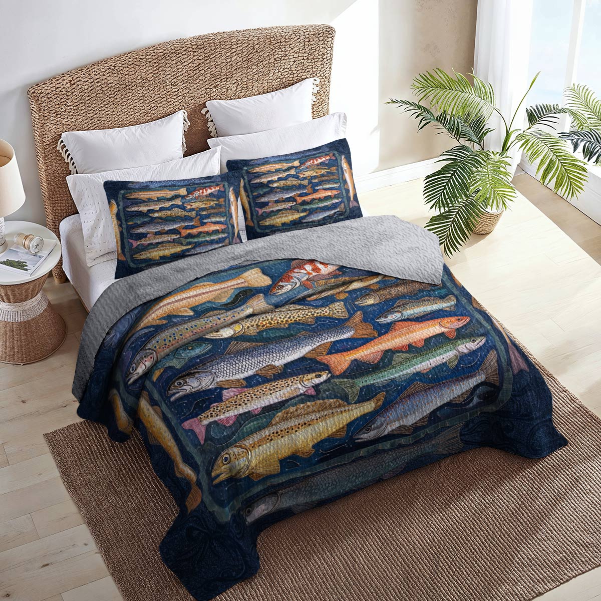 Shineful All Season Quilt 3-Piece Set Fishlife