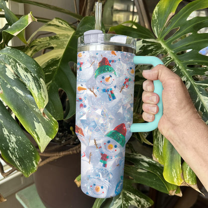 Shineful Glossy Tumbler Crystal Snowman Land