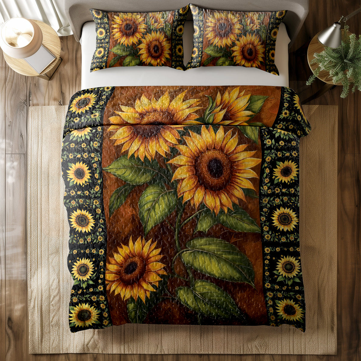 Shineful All Season Quilt 3-Piece Set Sunflower Garden v1