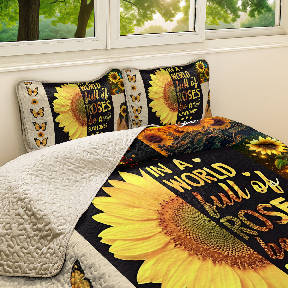 Shineful All Season Quilt 3-Piece Set Sunflower Memories