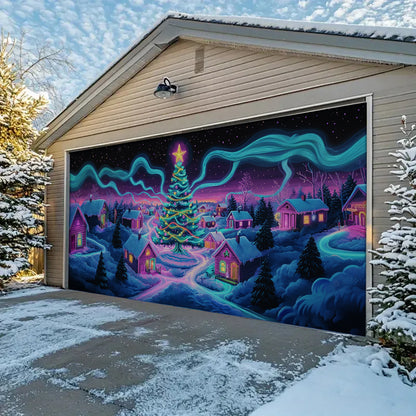 Shineful Garage Door Banner Decoration - Christmas Village Glow