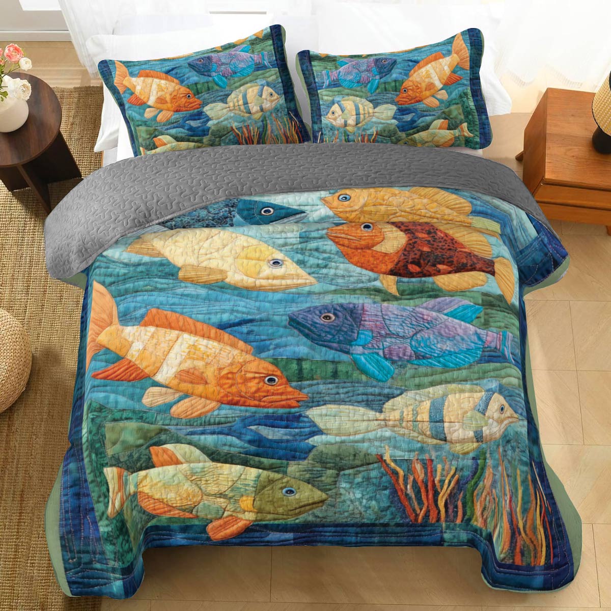 Shineful All Season Quilt 3-Piece Set Sea Life
