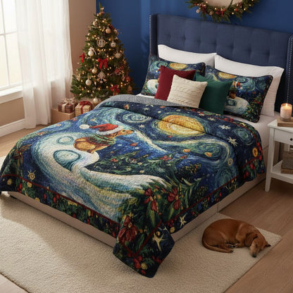 Shineful Quilt 3-Piece Set Starry Christmas Pup