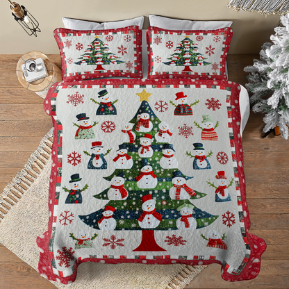 Shineful All Season Quilt 3-Piece Set Stunning Christmas Tree Snowmen
