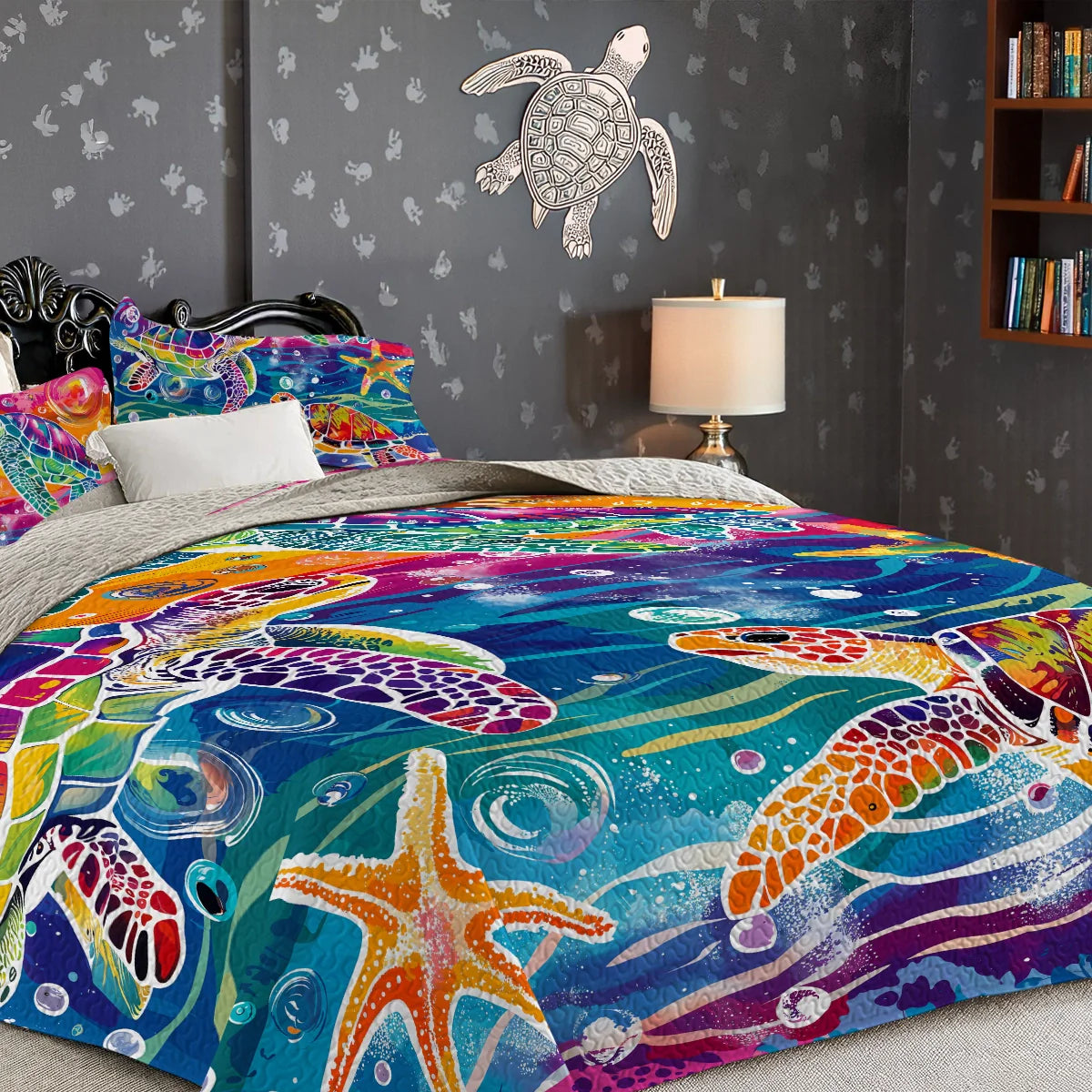 Shineful Quilt 3-Piece Set Turtle Rainbow