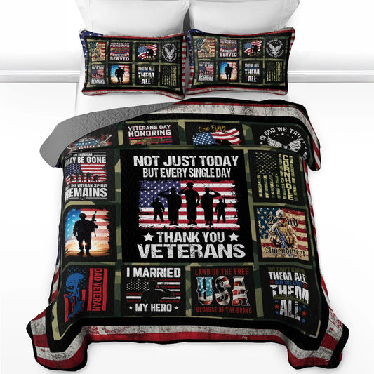 Shineful All Season Quilt 3-Piece Set - Patriotic Veterans