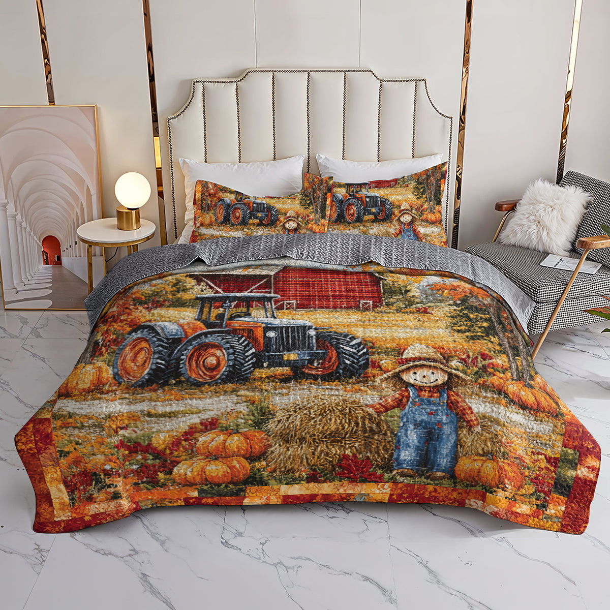 Shineful All Season Quilt 3-Piece Set Autumn Farm Harvest