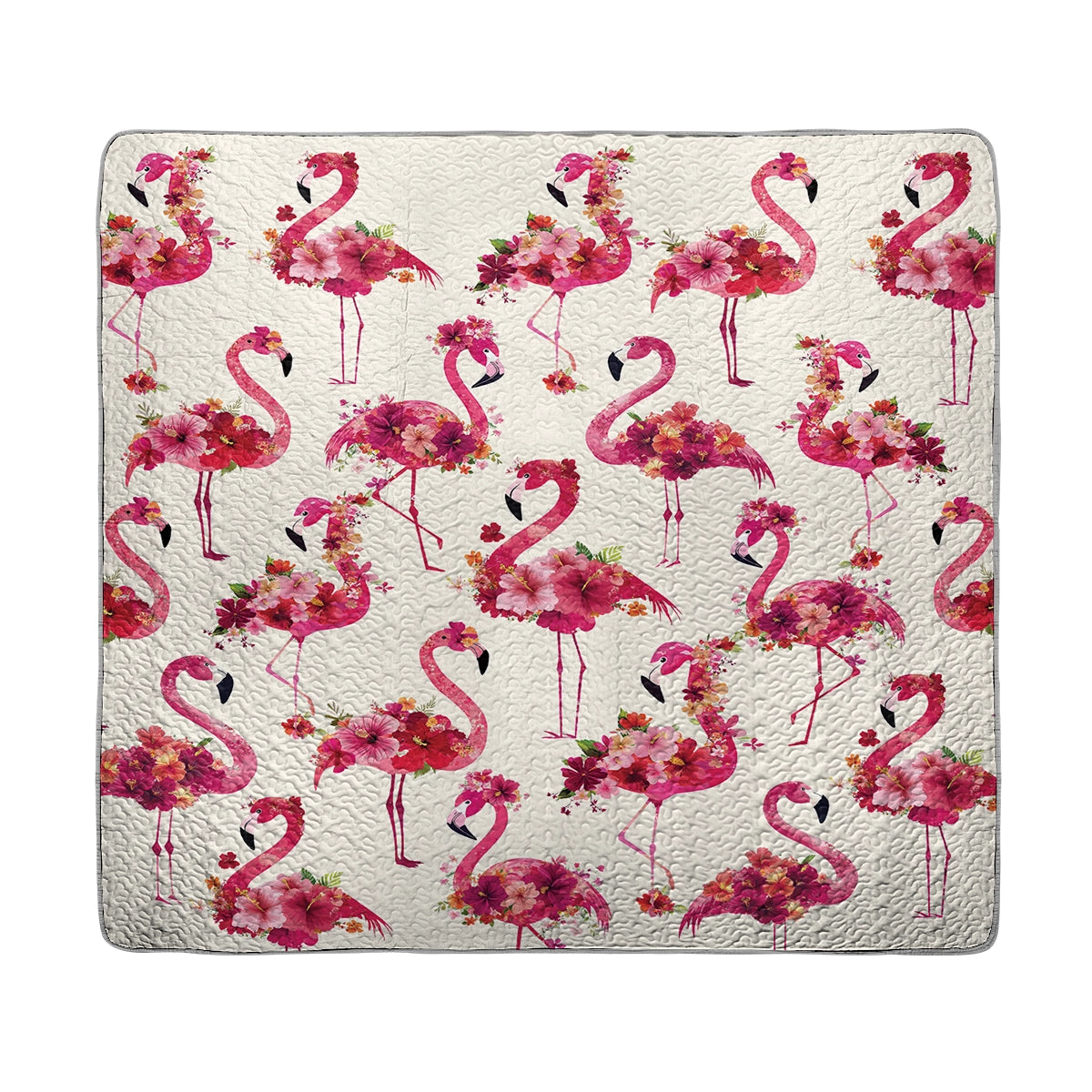 Shineful All Season Quilt 3-Piece Set - Floral Flamingo Fiesta
