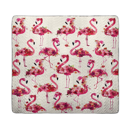 Shineful All Season Quilt 3-Piece Set - Floral Flamingo Fiesta
