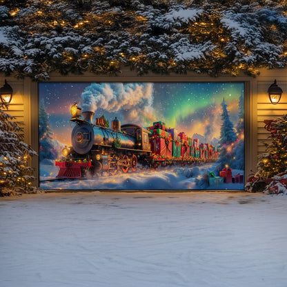 Shineful Garage Door Banner Decoration Christmas Train Magic