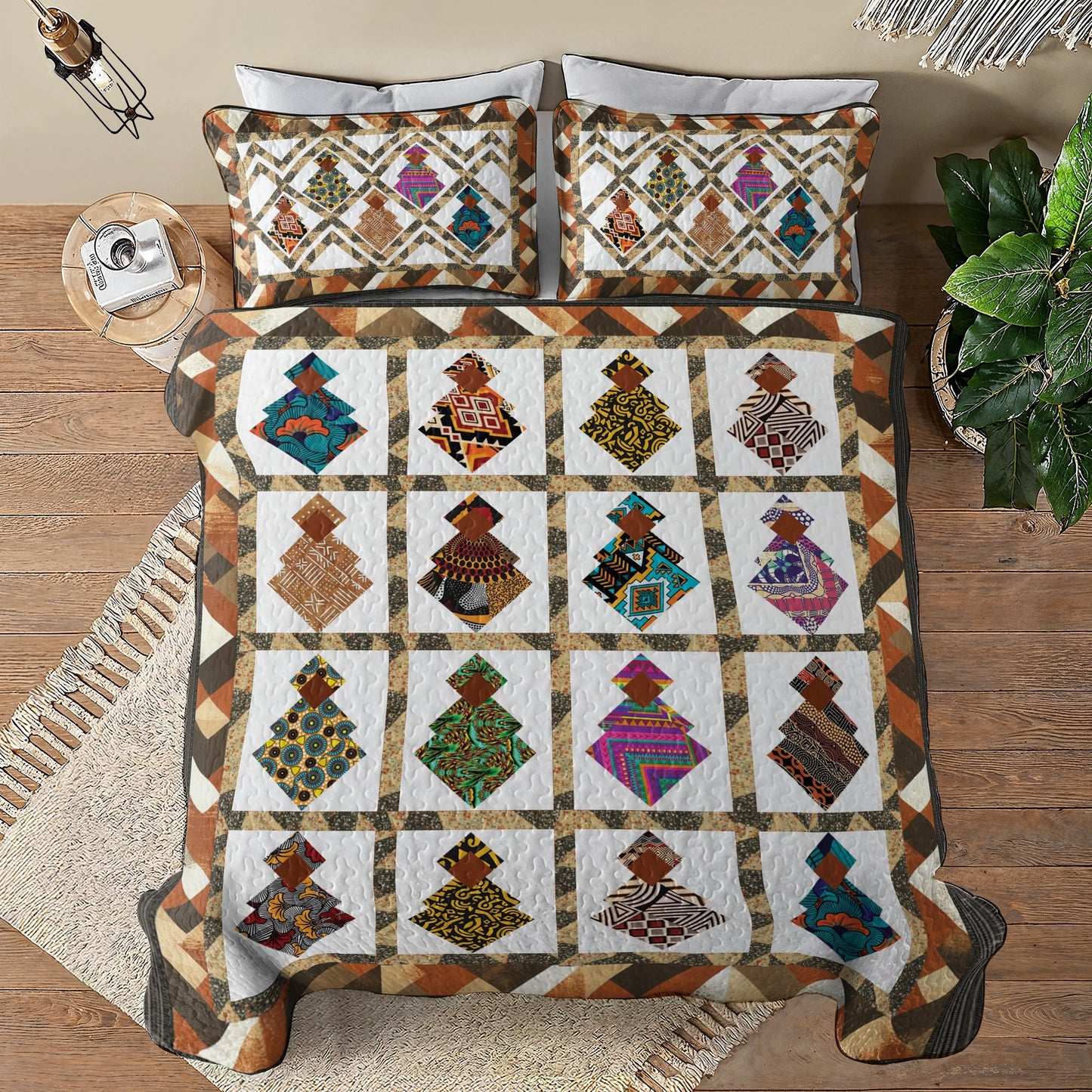 Shineful All Season Quilt 3-Piece Set Black Women’s Empowerment Patchwork