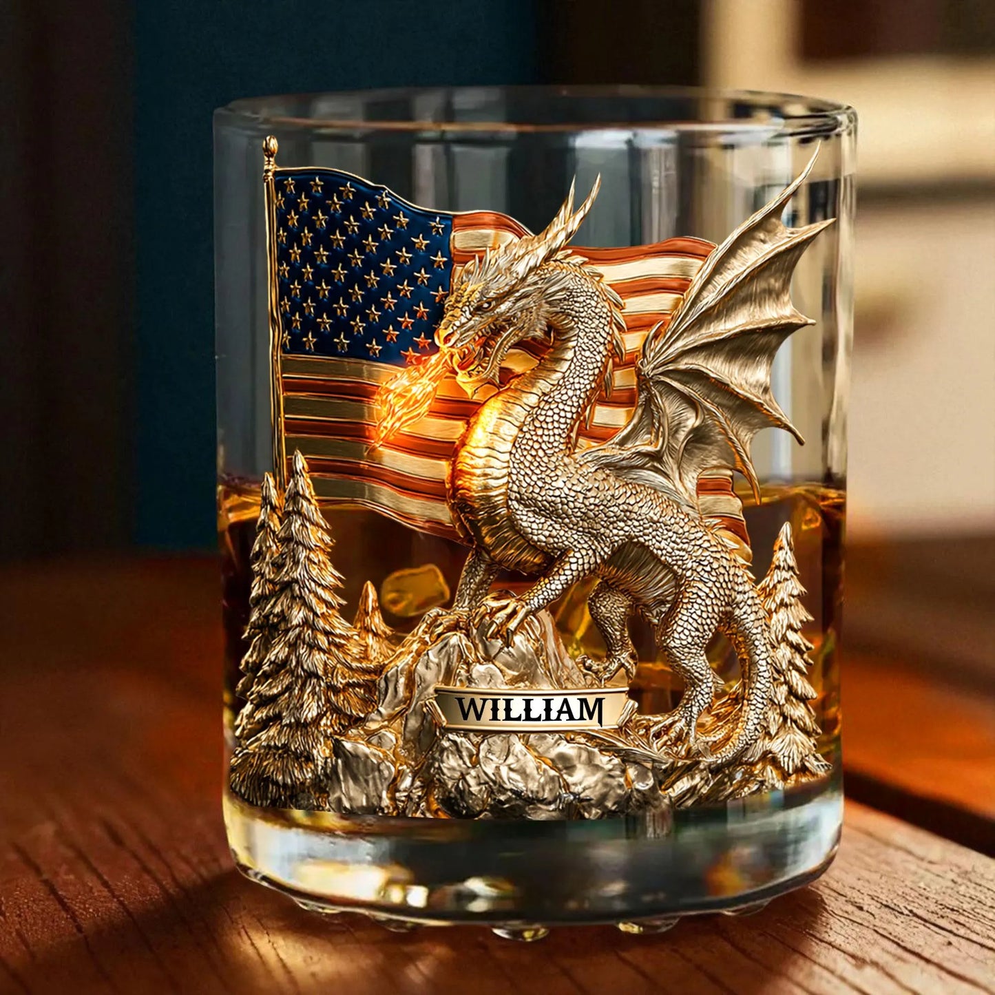 Shineful Whiskey Set American Dragon Flag Personalized
