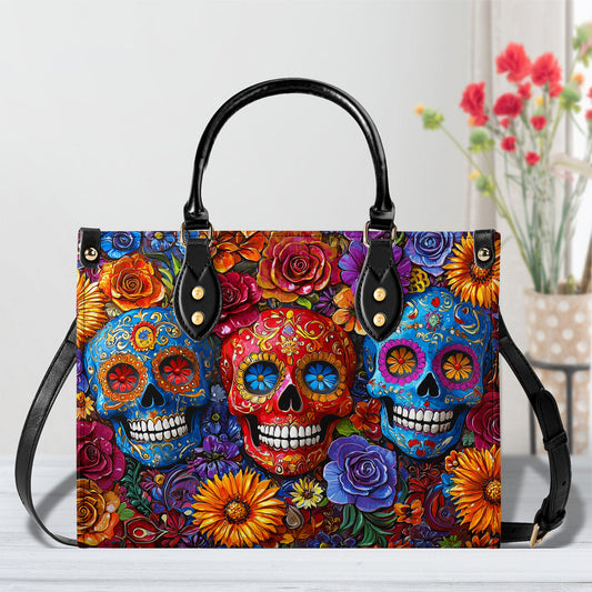 Shineful Leather Bag Vibrant Sugar Skull