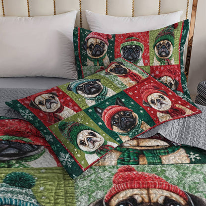 Shineful All Season Quilt 3-Piece Set Festive Frenchie